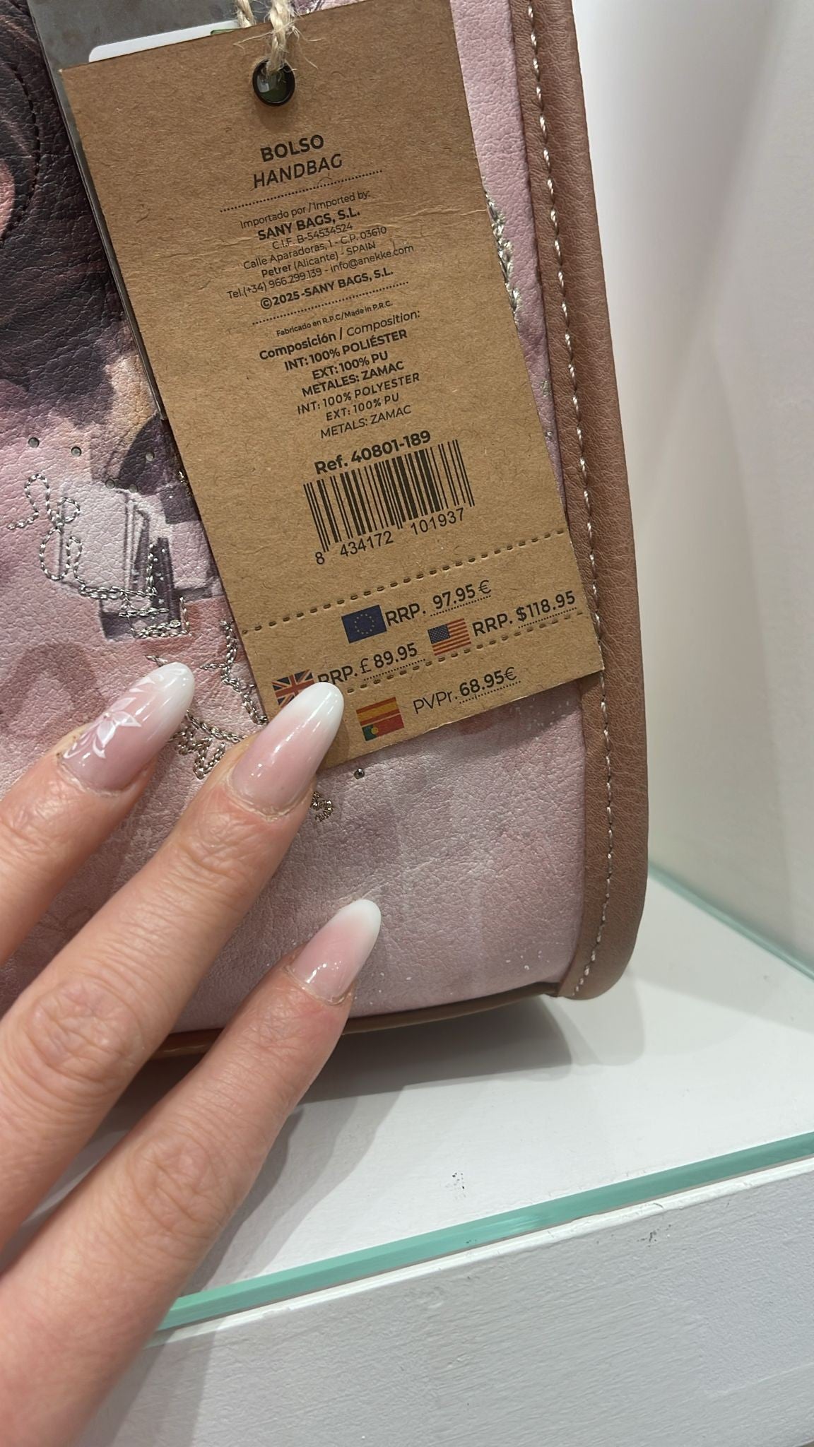 Borsa Anekke con manici intrecciati e stampa floreale