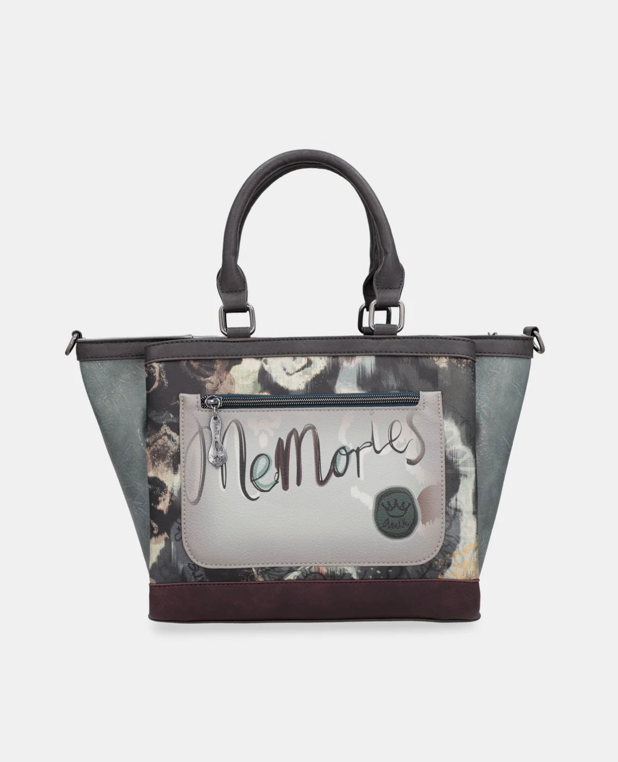 Borsa shopper fantasia beige/grigio Anekke