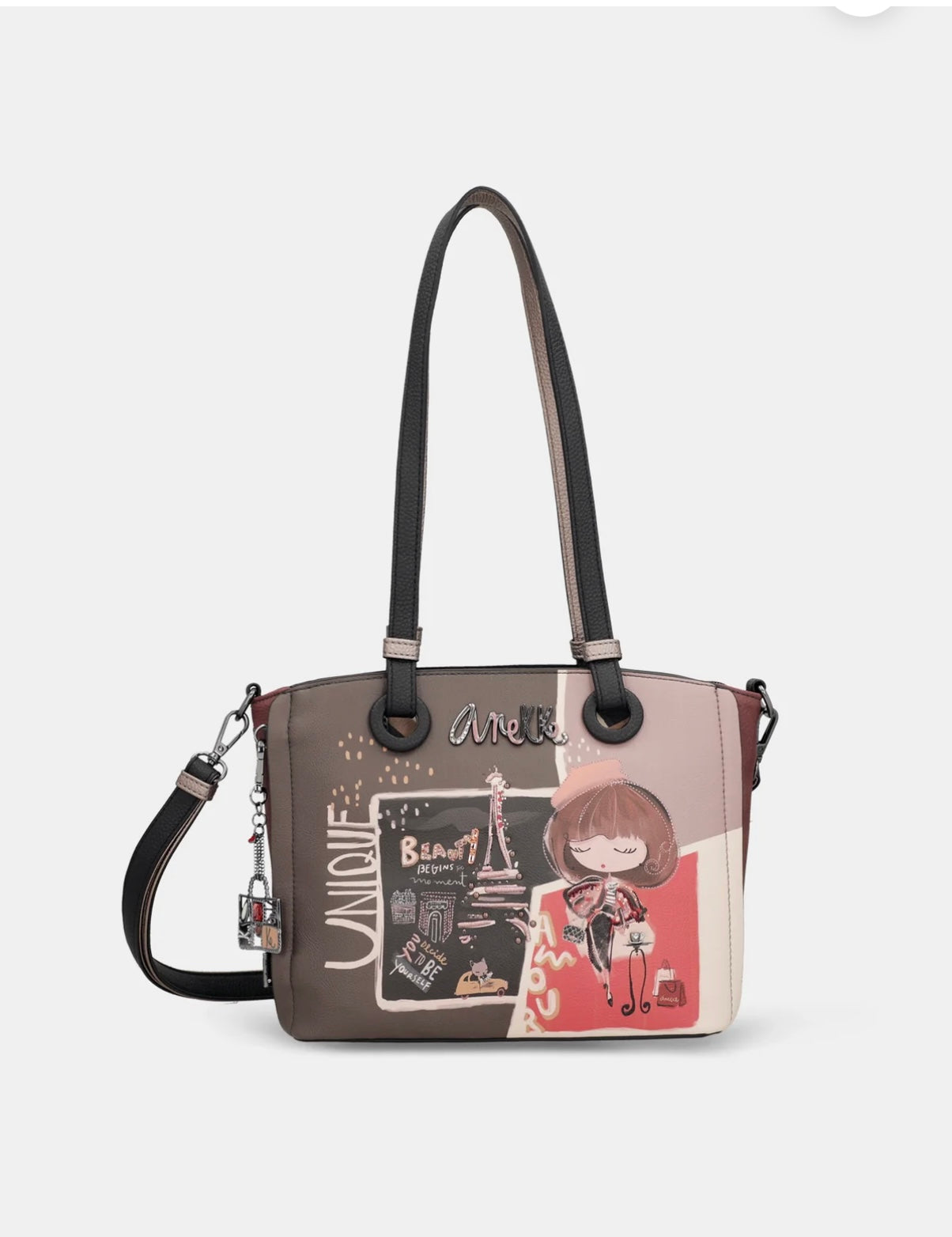 Borsa tote fantasia marrone/testa di moro Anekke