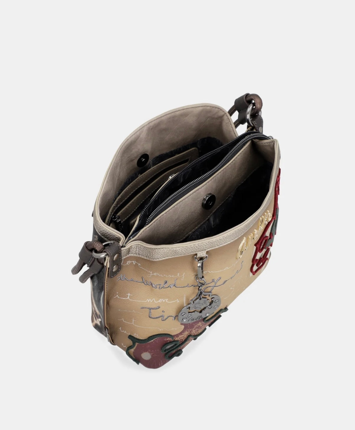 Borsa a spalla fantasia taupe/marrone Anekke