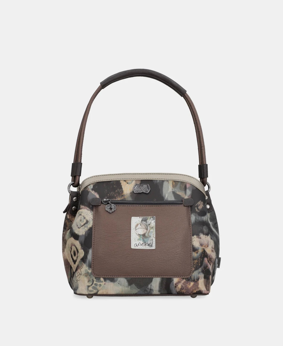 Borsa a spalla fantasia taupe/marrone Anekke