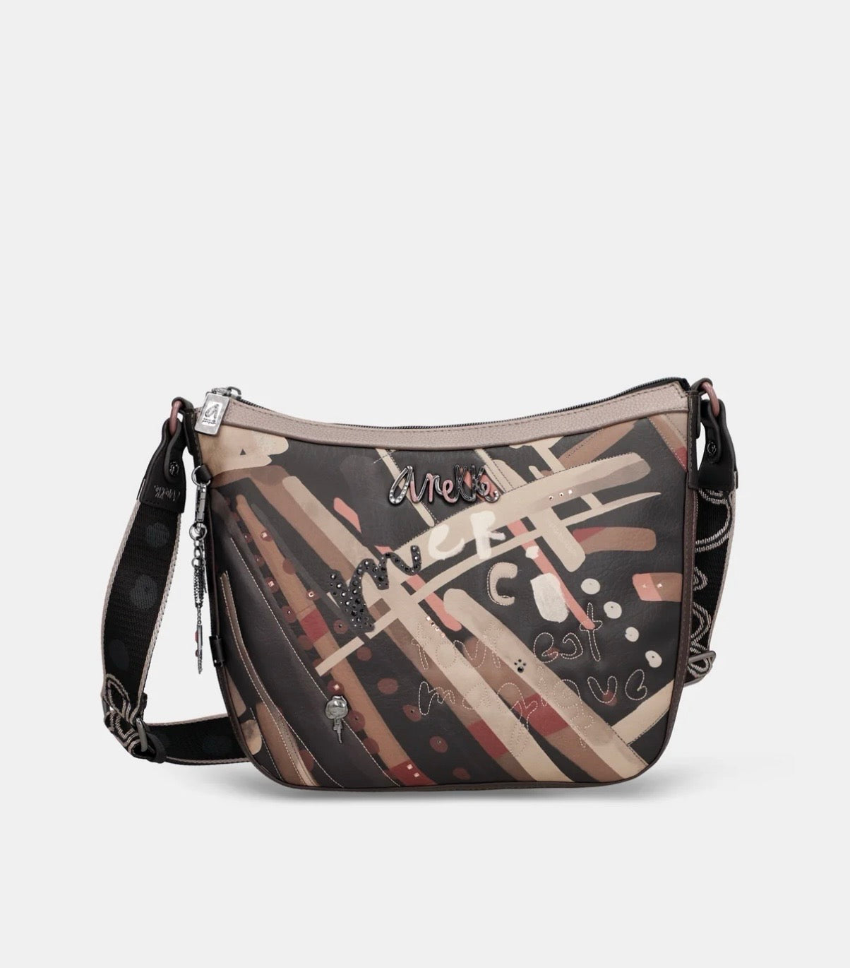 Tracolla grande fantasia beige/marrone/ testa di moro Anekke