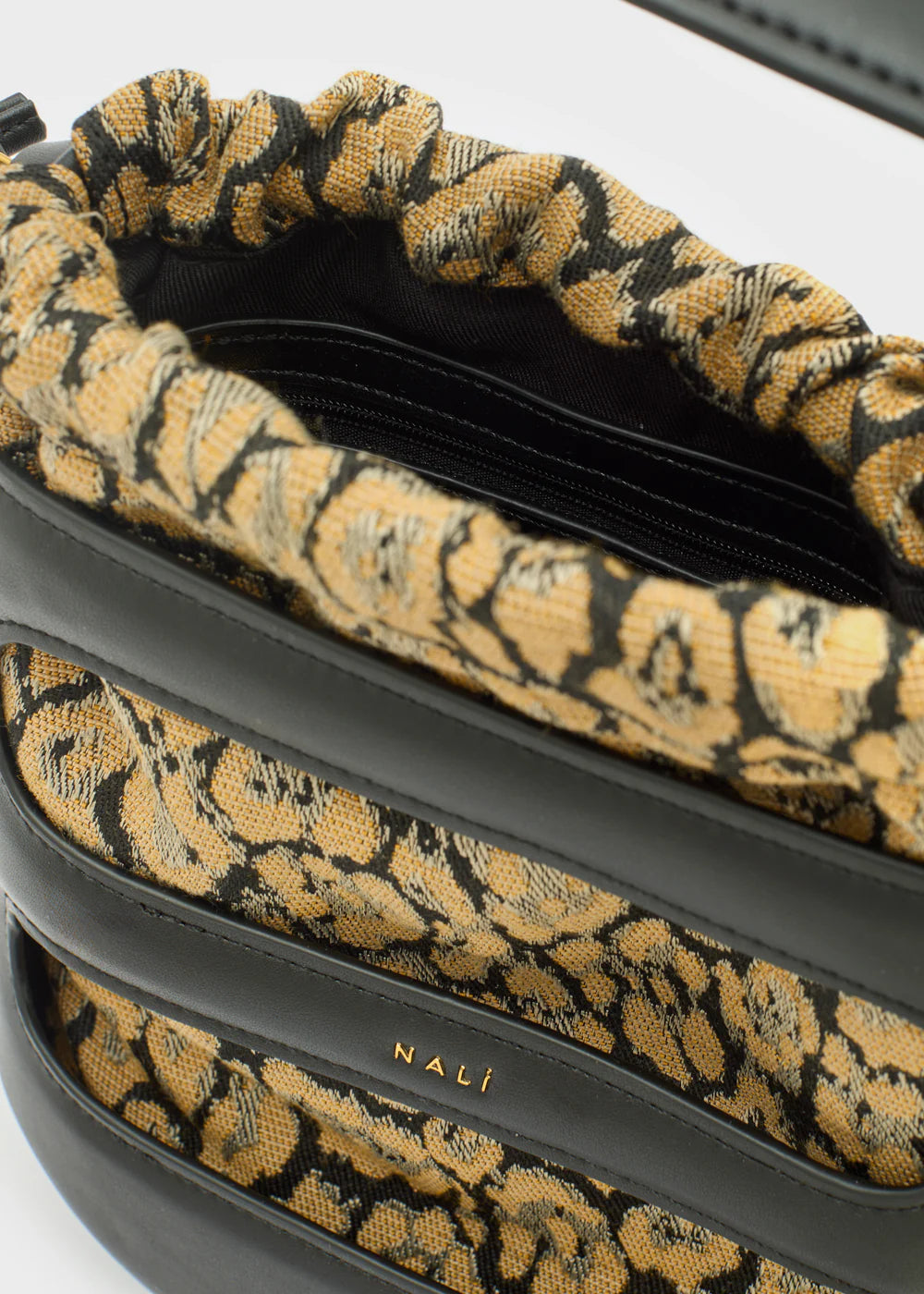 Borsa secchiello nero e animalier Nalì